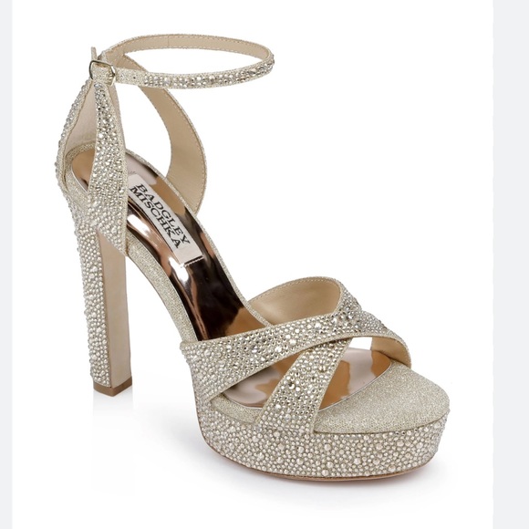 NWT Badgley Mischka Fizzy Fantastic Rhinestone Bejeweled Platform - Picture 1 of 12